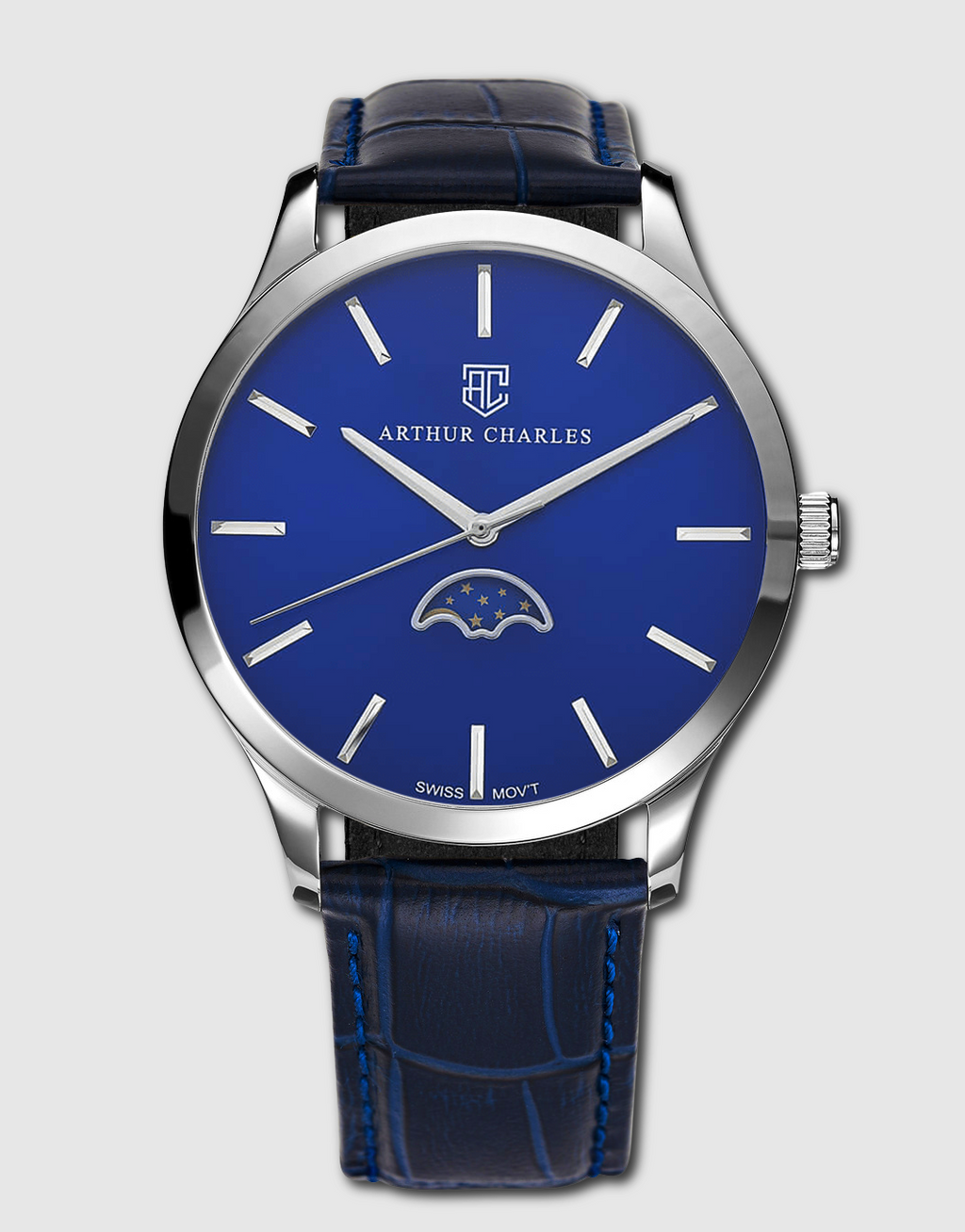 Villandry Blue outlet Acier Moonphase Watch 42mm